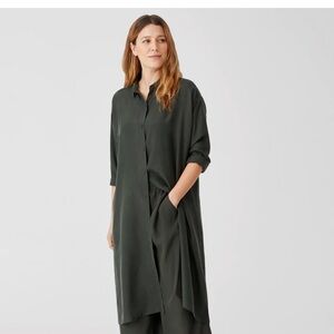 Eileen Fisher Dark Green Long Shirt Dress